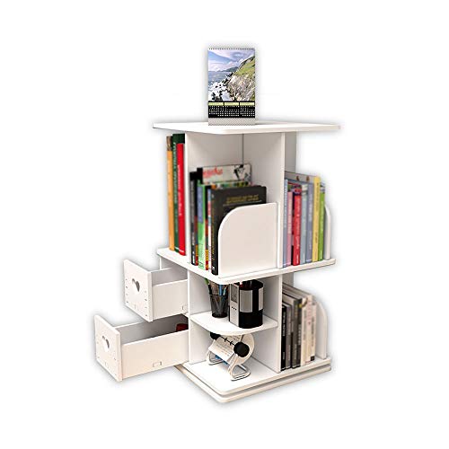Qi Peng Bibliothèque - Table rotative Multifonction Étagère pour étudiants, Bureau d'ordinateur, bibliothèque, étagère de Rangement Simple Cover