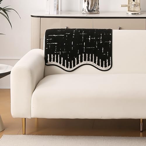 Image of HOKIPO 1 PC Backrest Mat for Sofa Cover | Luxury Supple Soft Wavy Mat with Anti Slip Backing, Black (AR-6217-BLK)