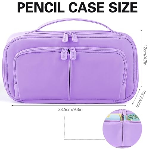 Image of Pencil Case Large Capacity Pencil Pouch Pen Bag with Handle, Portable Pencil Case Pencil Bags with Zipper Student Stationery Bag for Girls and Boys Teen Adults Men Women (Purple)