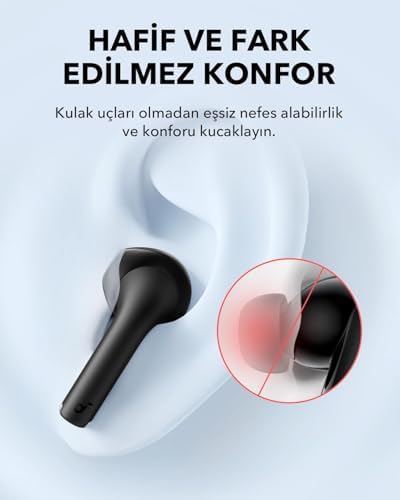 Soundcore by Anker K20i Kulak İçi Bluetooth Kulaklık, 36 Saat Çalma Süresi, Hızlı Şarj, Net Ses, Konforlu Uyum, ENC 2-Mikrofon ile Net Çağrılar, Özelleştirilebilir EQ, IPX5, Bluetooth 5.3, Siyah - Görsel 2