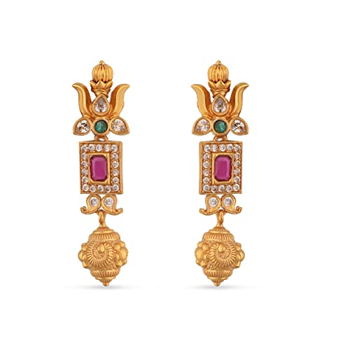 Tarinika Antique Gold Plated Ahaana Long Necklace Set With Floral Design - Indian Jewelry Sets For Women | Perfect For Ethnic Occasions | Traditional Indian Jewelry Set | 1 Year Warranty* #TOP1