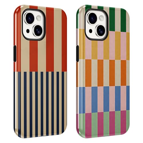 Knrlqim 2 Piezas Funda para iPhone 14 / iPhone 13 6,1' Carcasa con Aesthetic Collage Vistoso Dibujos Motive Cover para Mujer Niñas, Flexible Silicona Antigolpes Anti-Arañazos Bumper Protectora Case