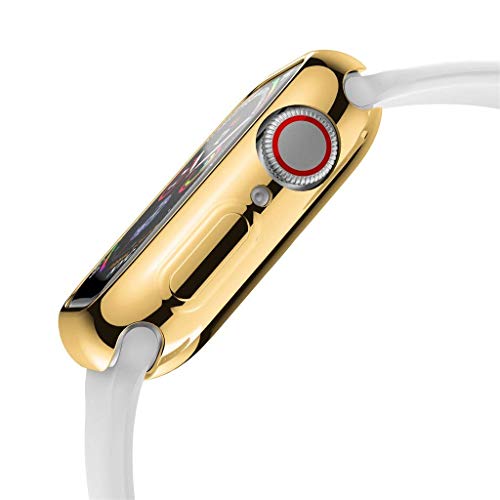 Image of Case for Apple Watch Series 9 8 7 41mm /Series 6 5 4 SE 40mm, Plated Shiny Soft TPU Cover Iwatch Bumper [No Front Screen Protector] (Gold)