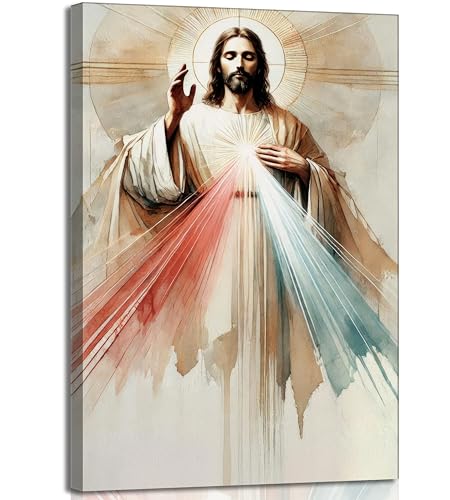 Framed Sacred Heart of Jesus Picture Wall Art Divine Mercy