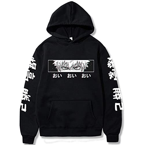 RONGJUN Unisex Bakugou Katsuki Cosplay Hoodies Anime MHA Pullover Sweatshirt for Halloween Costume (Large, Black 2)