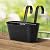 5 Pcs Iron Hanging Flower Pots 11 Inch Hanging Planters for Outdoor Plants Metal Hanging Bucket Pots Iron Railing Fence Planter with Drainage Holes and Hooks for Porch Railing Balcony Fence(Black)