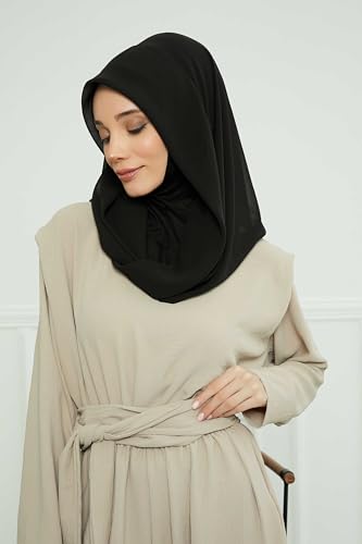 Aisha's Design Pre-tied Cotton-Chiffon Scarf for Women Practical Veil Instant Scarf Hijab Stylish Design2