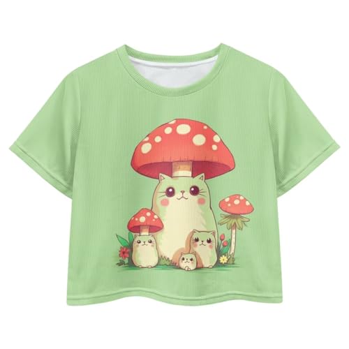 Image of Girls Fashion Crewneck Tee Shirts Casual Short Sleeve Crop Top Summer Outfits 5-14 Year