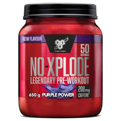 BSN Nutrition N.O.-Xplode Pre Workout Powder Food Supplement Energy and Focus Booster with Caffeine Amino Acids Vitamin C and Zinc Purple Power Flavour 50 Servings 650 g