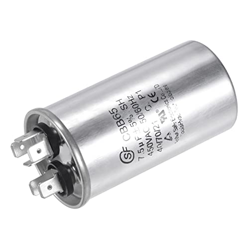 YOKIVE Betrieb Kondensator CBB65 Oval Lauf Start Kondensator mit Klemme Toll für HVAC Klimageräte Hitze Pumpen (Silber 7.5uF 7.5mfd 450V AC 40/85/21)