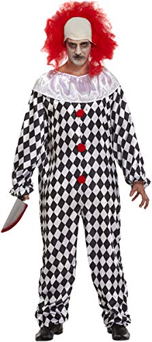 The Fancy Dress® Mens Scary Clown Costume With Red Wig Fun Horror Adult Halloween Fancy Dress Costume Cosplay One Size - Image 2