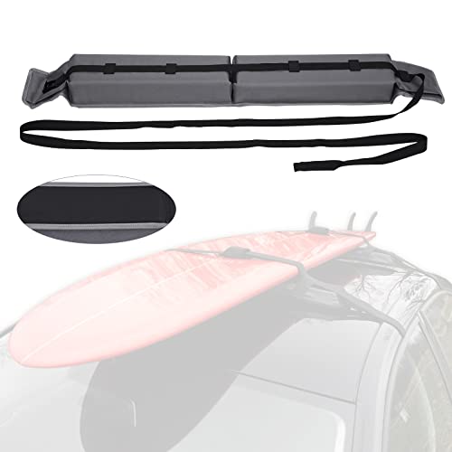 Universal Car Soft Roof Rack Pads For Kayak Surfboard Windsurfing Paddle Board Canoe Snowboard Luggage Carrier W/ 2 Tie-Down Straps, 2 T Quick Release Buckles, 2 Binding Ropes And Storage Bag #TOP3
