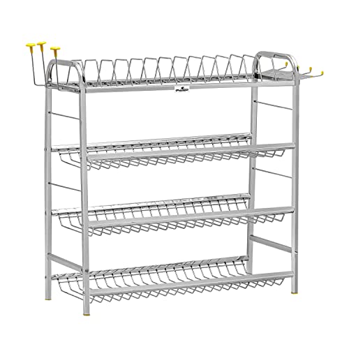 Palomino Stainless Steel 4 Layer Kitchen Rack Wall Mount Kitchen Dish Rack Plate Cutlery Stand/Kitchen Utensils Rack for Modern Kitchen Steel Kitchen Rack (24"*24")