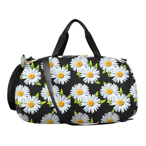 Leaves Floral Black Kids Travel Duffel Bag for Boys Girls Overnight Weekend Tote Bag with Shoes Compartment for Trip Beach Swim2