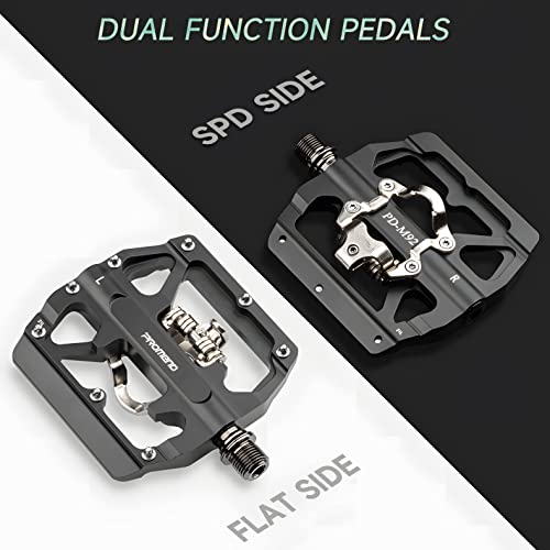 MTB Pedals Aluminum Aolly Clipless Flat Dual Platform with Cleats, Bike Pedals Compatible with Shimano Clipless - Image 3