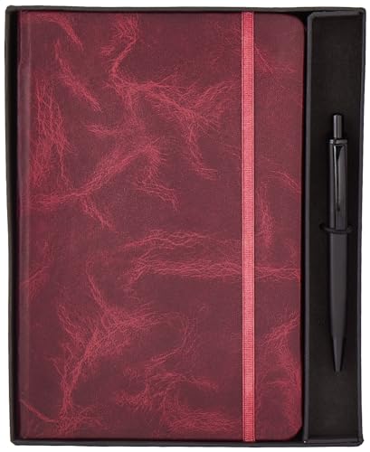 Image of amazon basics A5 Diary With Ribbon Bookmark & Pen,Gift Set For Corporate & Personal Occasions (Red),240 Pages