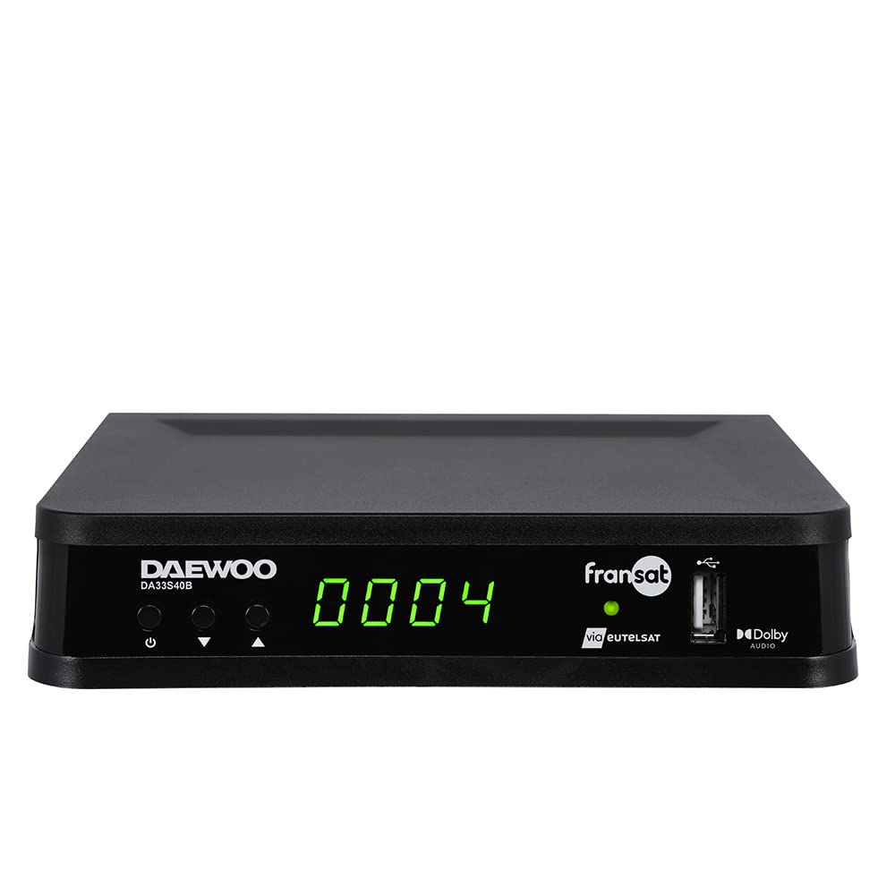 D2 Diffusion Daewoo Décodeur Satellite DVB S/S2 - FRANSAT - avec Carte d'abonnement Incluse - Dolby Digital Plus - AC3 - Tuner - EPG - avec télécommande