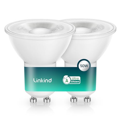 Linkind GU10 LED Lampe 4000K Neutralweiß Ultraeffiziente GU10 Glühbirnen, 2W ersetzt 50W, Energieeffizienz-A, Nicht Dimmbar Energiesparlampe 360Lm, 36°enge Abstrahlwinkel, Klasse A LED Birne, 2 Stück