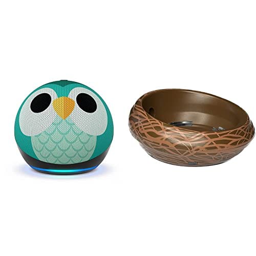 Image of Echo Dot (5th Gen, 2022 release) Kids | Designed for kids, with parental controls | Owl | & the Owl Nest Stand