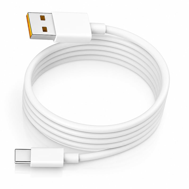 Image of XYKOS Realme Original 80W SuperVOOC Fast USB Type C Charging Cable, Compatible with Realme 14 Pro Plus /14 Pro /P2 /P1 /C63, Support 45Watt SuperDart Also Quick Charger, High Speed Data Sync Cable, White
