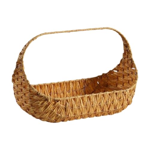rockible Cesta de Picnic Tejida a Mano de imitación de ratán, Cesta de Almacenamiento con asa, Organizador para Fiestas, 37cmx29cm