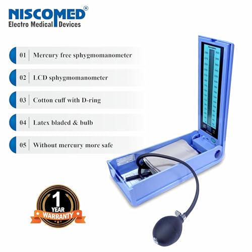 Image of NISCOMED PW-216 Digital Mercury BP Apparatus (Mercury-Free) for Doctor & Clinic Use | Manual Blood Pressure Monitor with Vertical LCD Scale | Accurate & Durable