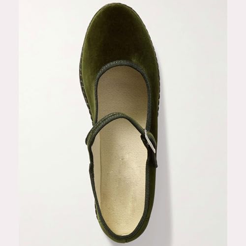 Vorisvina Velvet Ballet Flats For Women Cute Suede Round Toe Slip On Mary Jane Flats Casual Comfortable Ballerina Shoes Darkgreen thumb #3