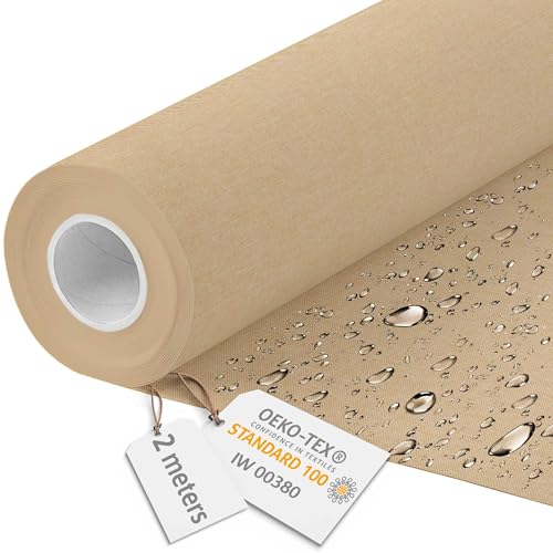 DreamRoots Tela Impermeable por metros Imitación Lino 600D, 220g/m², 160 cm de Ancho, toldo exterior para Tapicería y Toldos Desert sand 2M