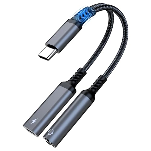 Marsno USB C - 3.5mm wbhzWbNƏ[dA_v^[ 2C1 Type C - Aux I[fBIWbNXvb^[ hOP[uR[h 60W[dt iPhone 17/16/15AGalaxy S25/S24Ai