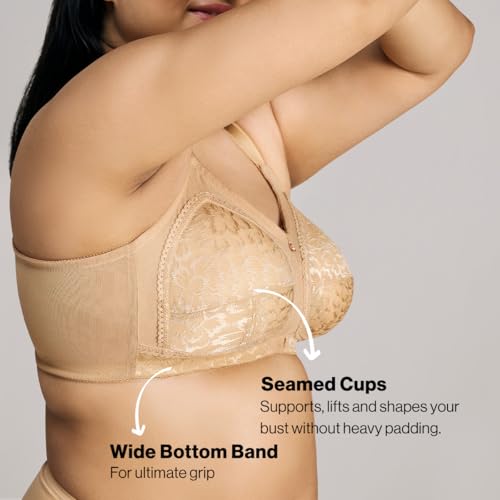 Image of NYKD NYB033 Wirefree Ultimate No Bulge, Shape & Support Non-Padded Lace Full Coverage Bra for Women