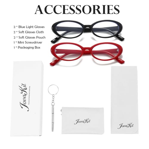 JOVAKIT Oval Blue Light Blocking Glasses for Women Men Vintage Fashion Small 90s Retro Oval Frame Style Eyeglasses