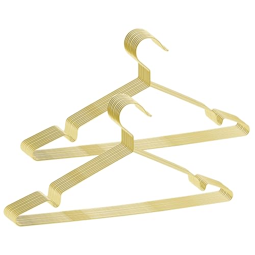 ABHENG 20 Stück Kleiderbügel aus Metall, platzsparend Edelstahl Kleiderstange, rostbeständig, für Shirts, Hemden, Kleider, Tops, 42B x 21H cm,Gold,AIY0320J