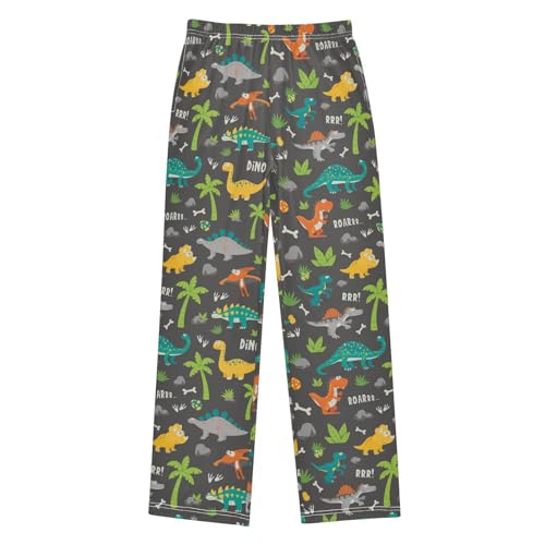 ZZXXB Lovely Dino Print Boys Long Pants Soft Trousers Elastic Waist Kids Lounge Bottoms with Pockets S-XL