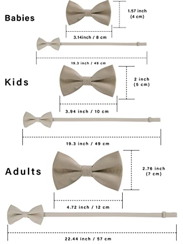 WELROG Klassische gebundene Fliege Kids & Men’Formal Solid Tuxedo Gabardine Einstellbare Fliege Krawatte für Erwachsene & Kinder für Hochzeitsfeier Ausgefallene Plain Bowties （Khaki）