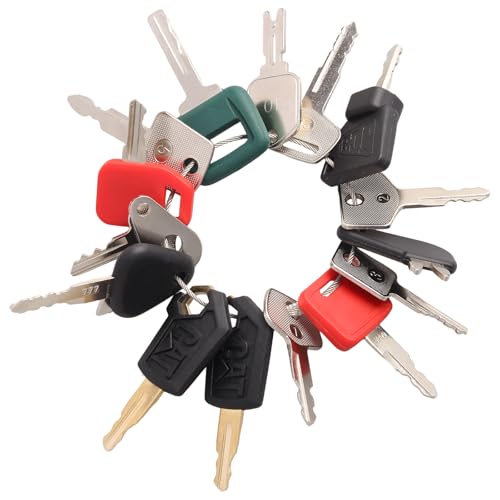 Image of Multi Type Heavy Equipment Master Keys, 16 Contractor Excavator Dozer Skid Steer Loader Forklift Roller Operators Keys Fit Case JCB Kubota KOM Volvo CAT JLG Hyster Hitachi John Deere JD