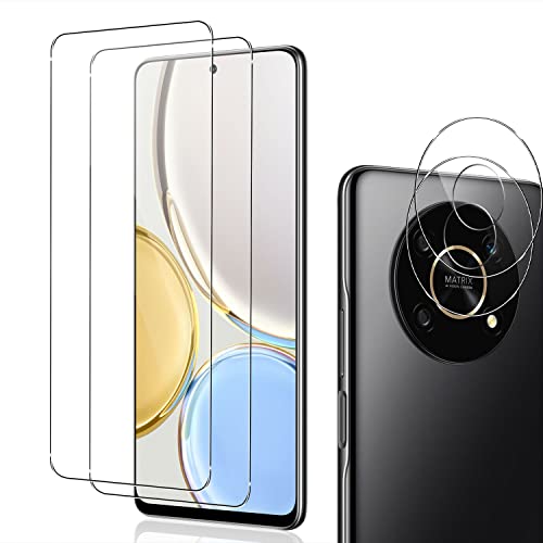 Holilo Pour HONOR Magic 4 Lite 4G Verre Trempé【2 Pièces】+ CaméRa ArrièRe Protecteur【2 Pièces】,9H Dureté aux Rayures RéSistant Verre Trempé Membrane, Sans Bulles HD Protection DéCran CaméRa Film Cover
