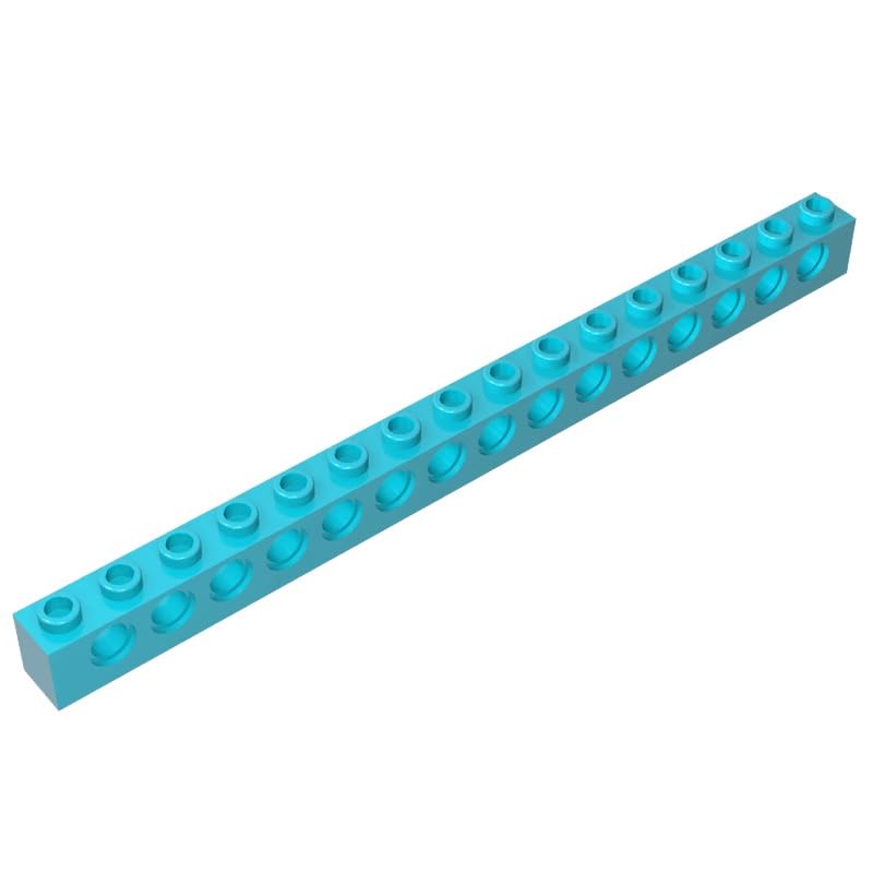 Gobricks 3703 Technology Brick Technic Brick 1x16 [15 Holes] 10 Pieces GDS-630 Compatible with Lego Building Blocks Color:Medium Azure — image 1