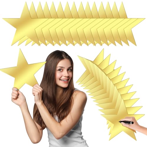 EnioyView 48 PCS 11 Inch Large Gold Star Cutouts Double Printed