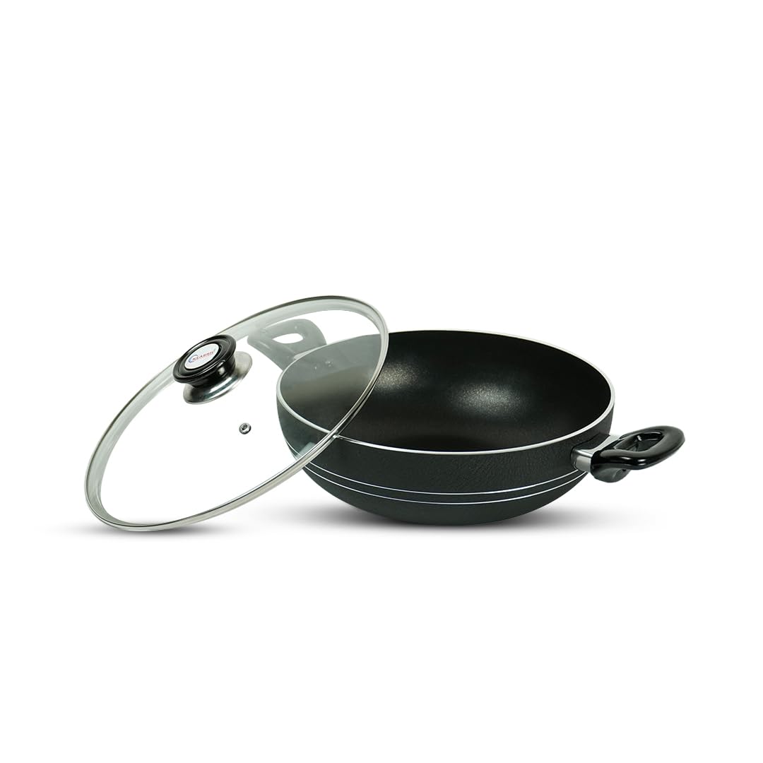 Klassic Induction Base Wok - Versatile Non-Stick deep Wok Cookware for Flawless Stir-Frying | Heat-Resistant Handle | Aluminum Construction | Easy to Clean (22cm)