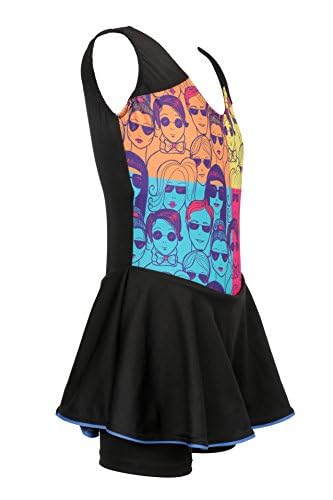 ZIUM Girls 2 Way Stretchable Poly-Jersey Digital Printed Swimsuit for Girls Frock Style 1
