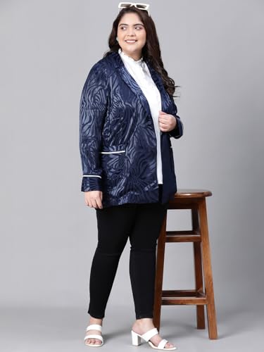Image of oxolloxo Bright Open-Regular Collar Floral Print Plus Size Blazer Jacket
