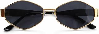 THIVYAKUZHALI Stylish Men & Women Hexagon Sunglasses – Gold Frame Black UV Protected Lens Fashion Eyewear - Combo Pack Price In India
