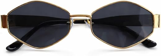 THIVYAKUZHALI Stylish Men & Women Hexagon Sunglasses – Gold Frame Black UV Protected Lens Fashion Eyewear - Combo Pack