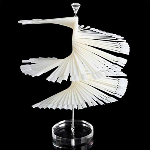 TAROMAING 120 Pcs Clear False Nail Practic Tips Sticks Display Stand Spiral Display Shelf for Uv Gel Nail Polish Color Chart (Natural)