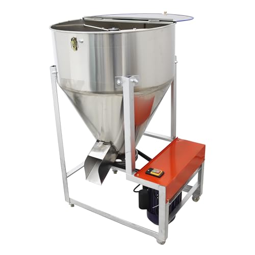 HQHAOTWU 201 Stainless Steel Feed Mixer Vertical Granular Plastic Mixing Machine for Animal Feed Mixing and Stirring 100KG/220LBS Capacity Stirrer 3KW 1720r/min