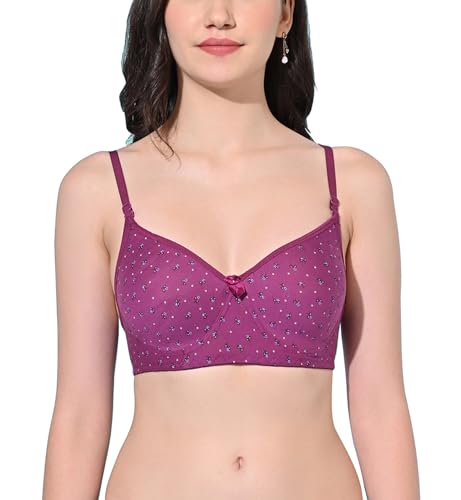 Image of FIMS - Fashion is my style Women Cotton Blend Padded Non-Wired Everyday Bra Pack of 1 Cup- B Multicolor