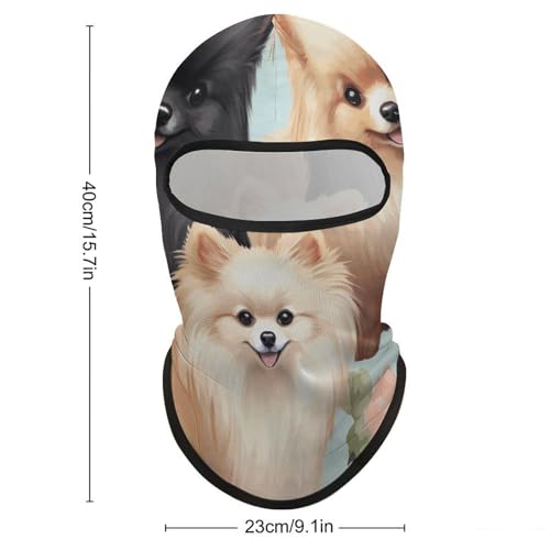 Balaclava para Hombres con Estampado de Pomeranian, Máscara de Invierno para Ciclismo y Esquí, Protección Facial y Cuello Multifuncional miniatura 2