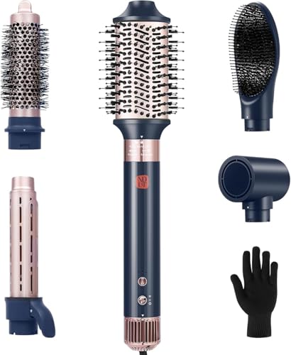 Hairstyler 5 in 1, NDLT Hohe Konzentration Negativer Lonen Multi Haarstyler Haartrockner, Föhnbürste, Glättbürste, Lockenstab, Rundbürste 5 in 1 zum Schnellen Trocknen, Locken, Glätten und Glätten