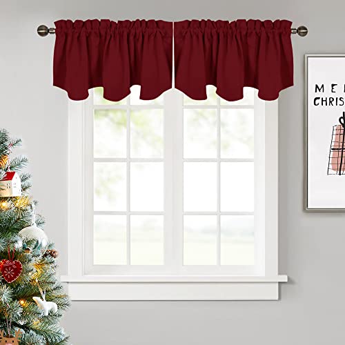 NICETOWN Window Valance Curtain for Kitchen - Home Fashion 52 inches x 18 inches Rod Pocket Valance Curtain Panel for Bedroom Christmas Decor/Living R