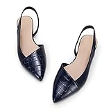 LAICIGO Womens Slingback Flats Closed Pointed Toe Animal Print Low Heel Shoes Slip On Comfortable Sandals 8.5